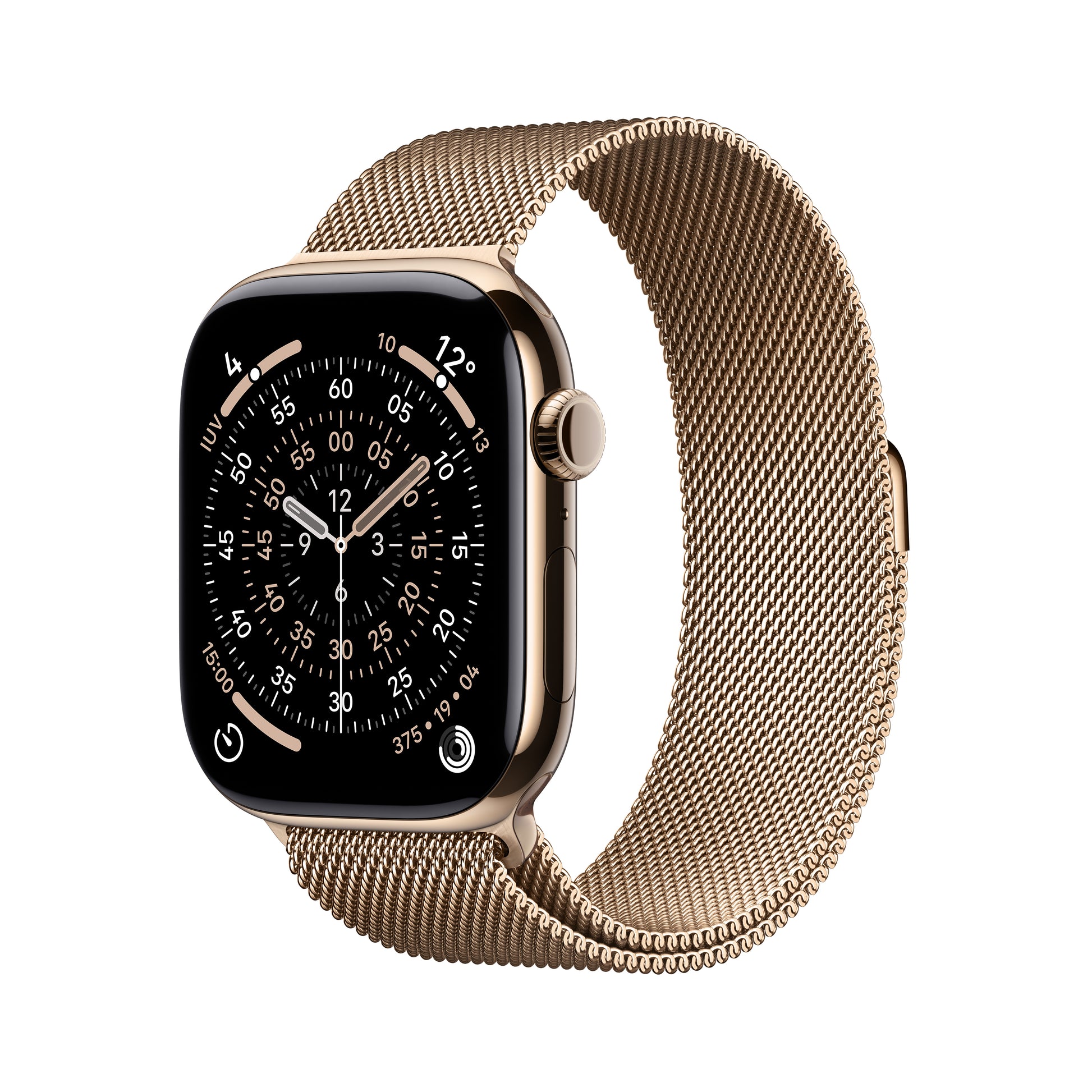 Apple Watch Series 11 46 mm GPS + Cellular – Titan Gold, Milanese Loop, S/M, 50 m, für iPhone
