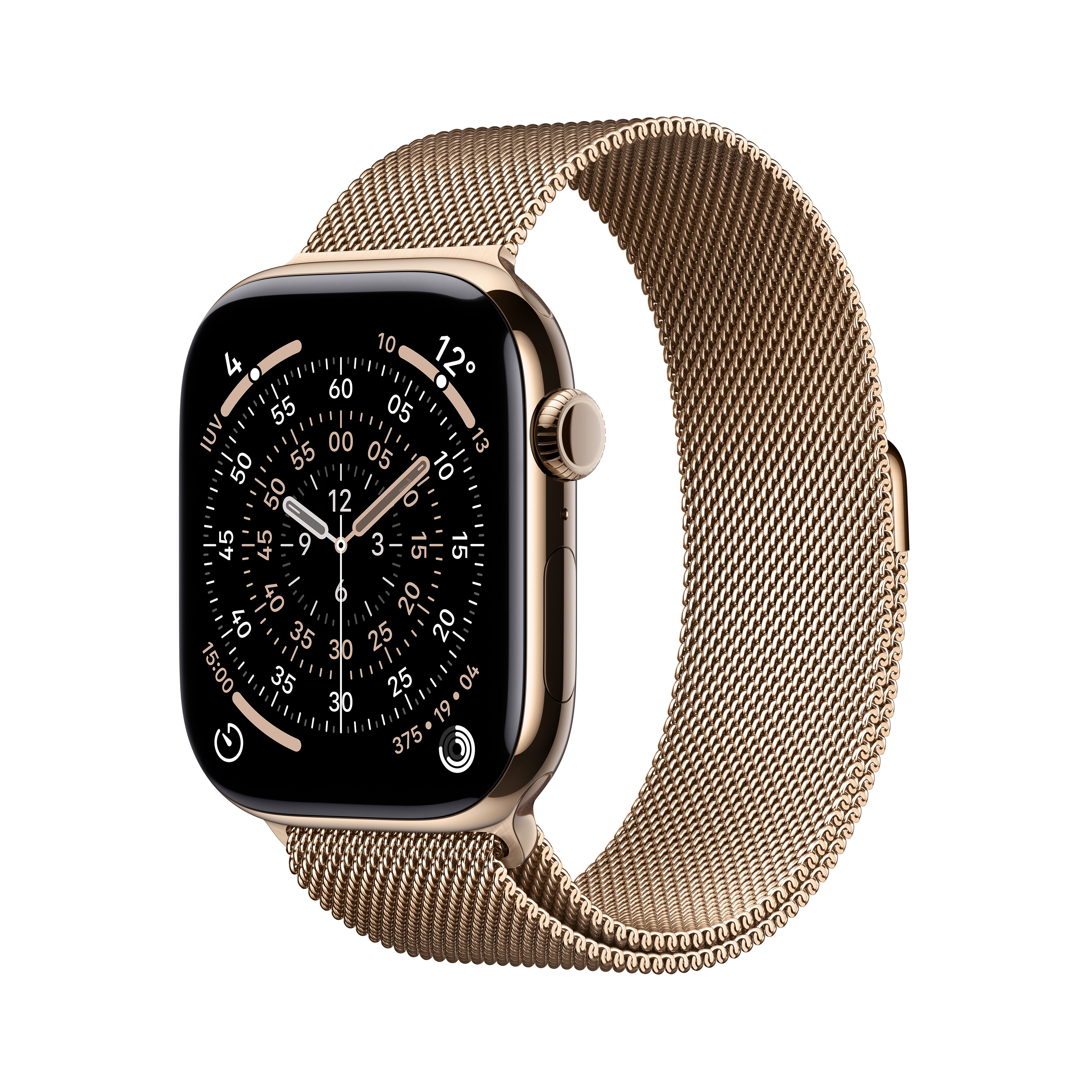 Apple Watch Series 11 46 mm GPS + Cellular – Titan Gold, Milanese Loop, S/M, 50 m, für iPhone