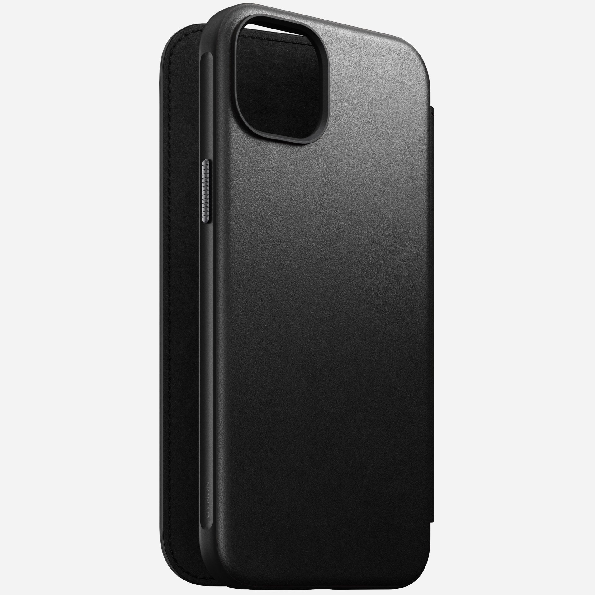 Nomad Moderne Wallethülle – für Apple iPhone 15 Plus, 3 Kartenfächer, Leder, Schwarz, bis 2,4 m sturzsicher