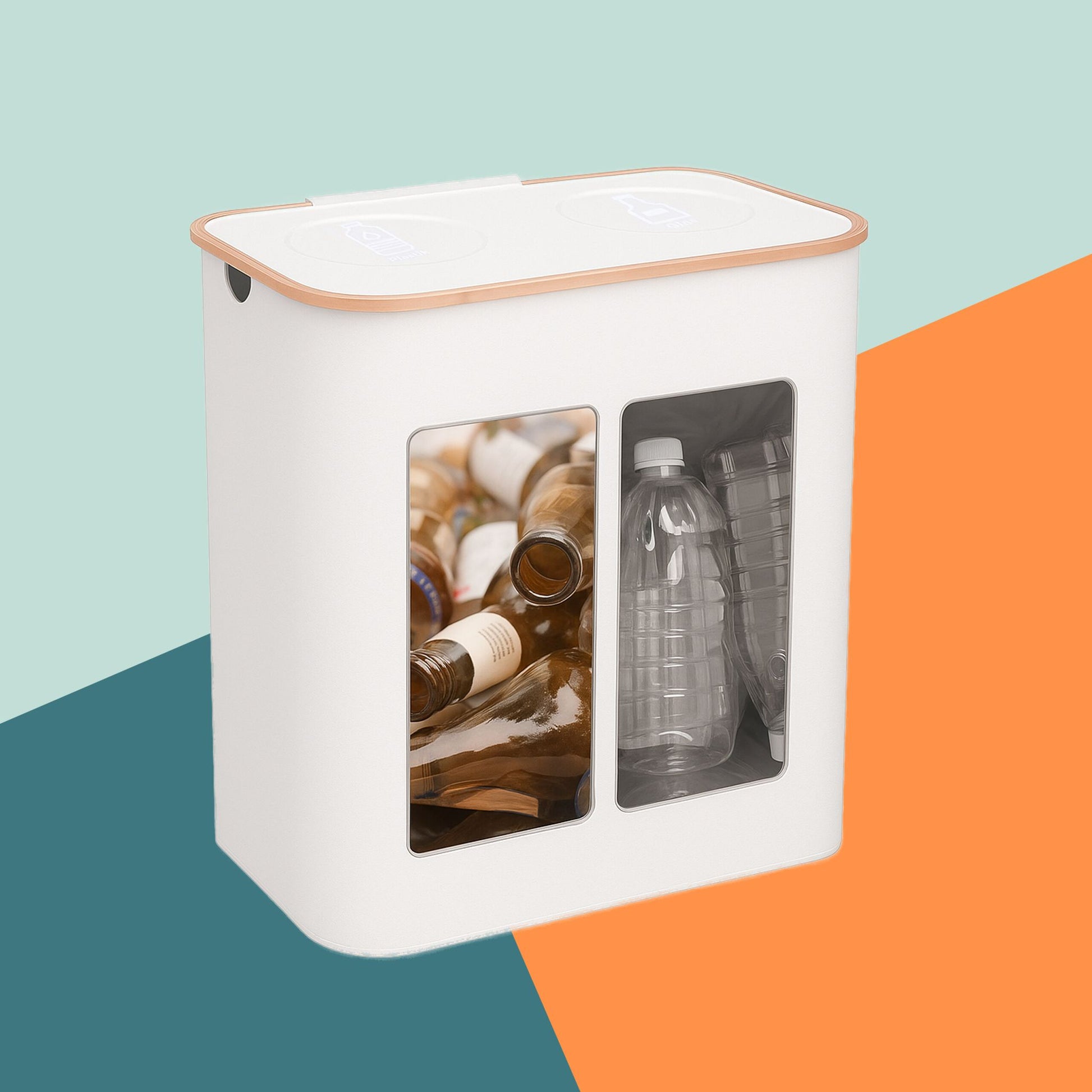 Relaxdays Recyclingbox – 170 l – Polyester, rechteckig – weiss – 2-fach
