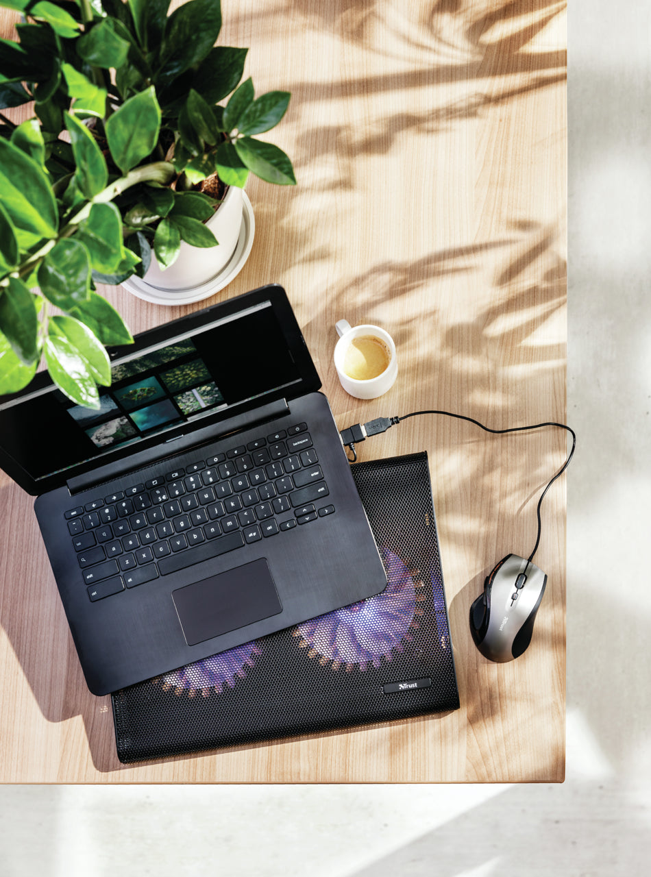 Trust Laptop-Ständer – bis 17,3", mit 2 Lüftern, USB – Schwarz
