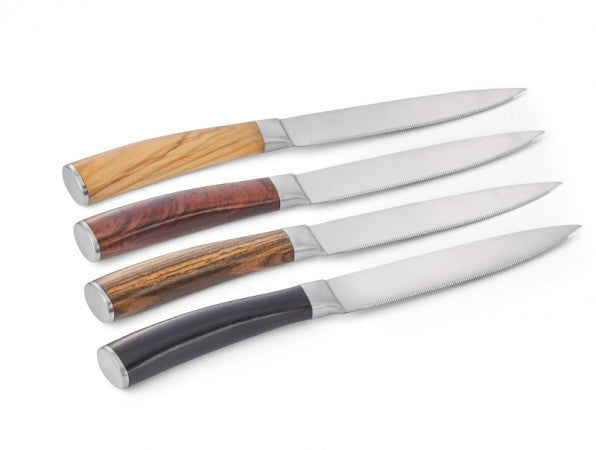 Philippi Steakmesser-Set – 4-teilig, 27,9 cm, glatter Schliff, Edelstahl, Holzgriff, mehrfarbig