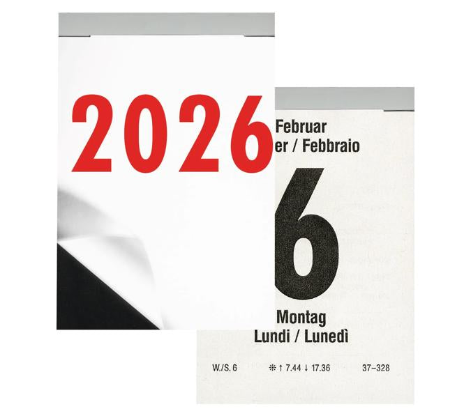 Biella Abreisskalender 2026 – 6,5 × 9,8 cm – 1 Tag/Blatt – d/f/i