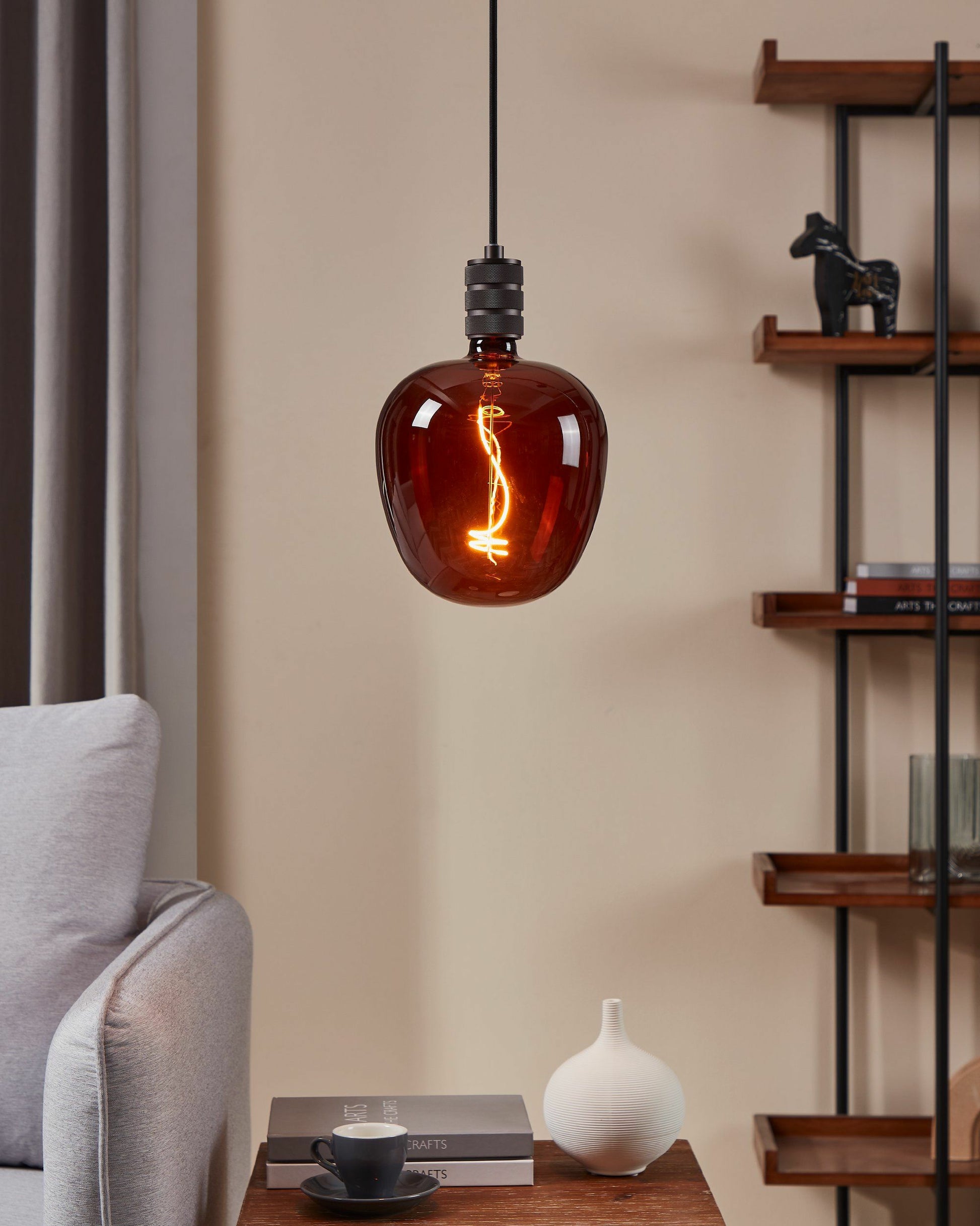 EGLO LED-Leuchtmittel Globe G190 E27 – 4 W dimmbar, 40 lm, 2000 K warmweiss, 120°, Glas cognac