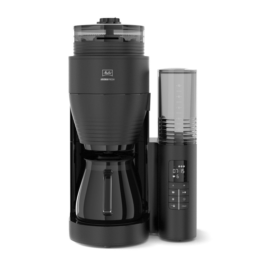 Melitta AromaFresh Filterkaffeemaschine – 10 Tassen, 1,25 l, Keramik-Mahlwerk, Schwarz