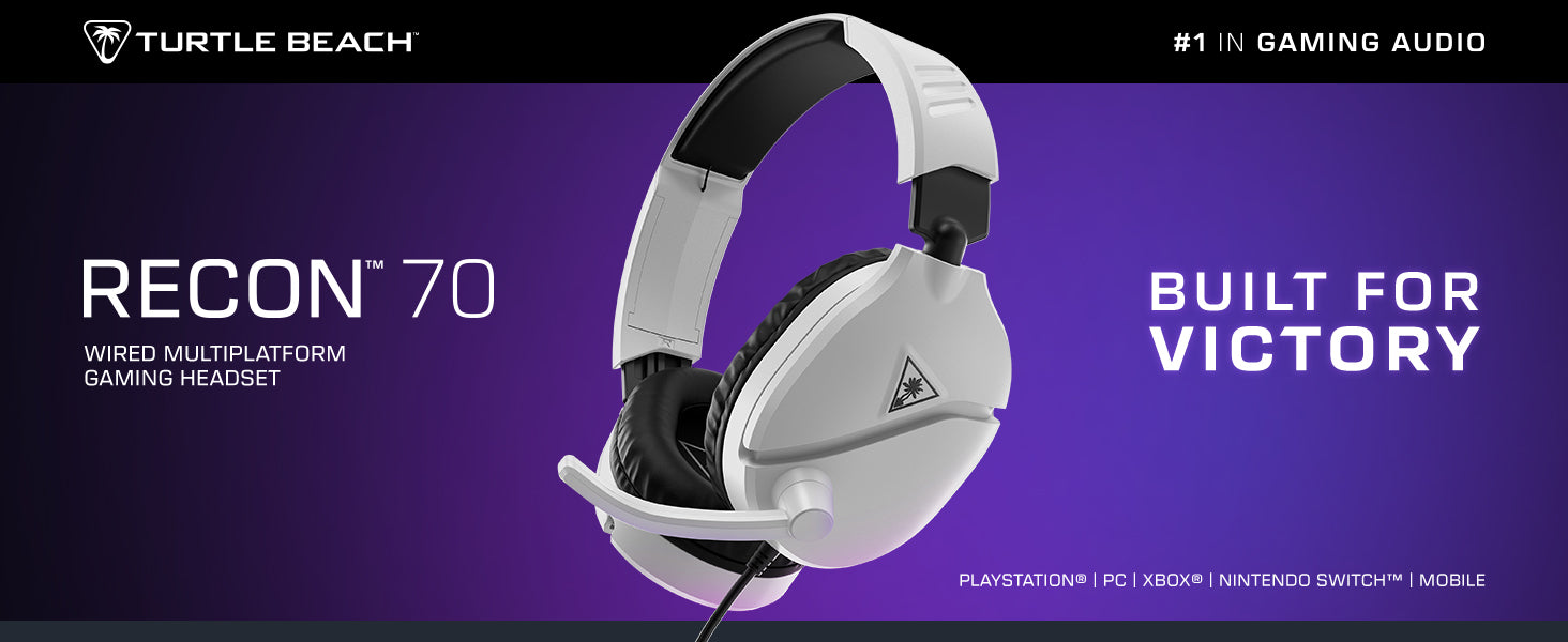 Turtle Beach Ear Force Recon 70P – Kabelgebundenes Gaming-Headset – 3,5 mm Klinke – Weiss – für PS5/PS4/PC usw.
