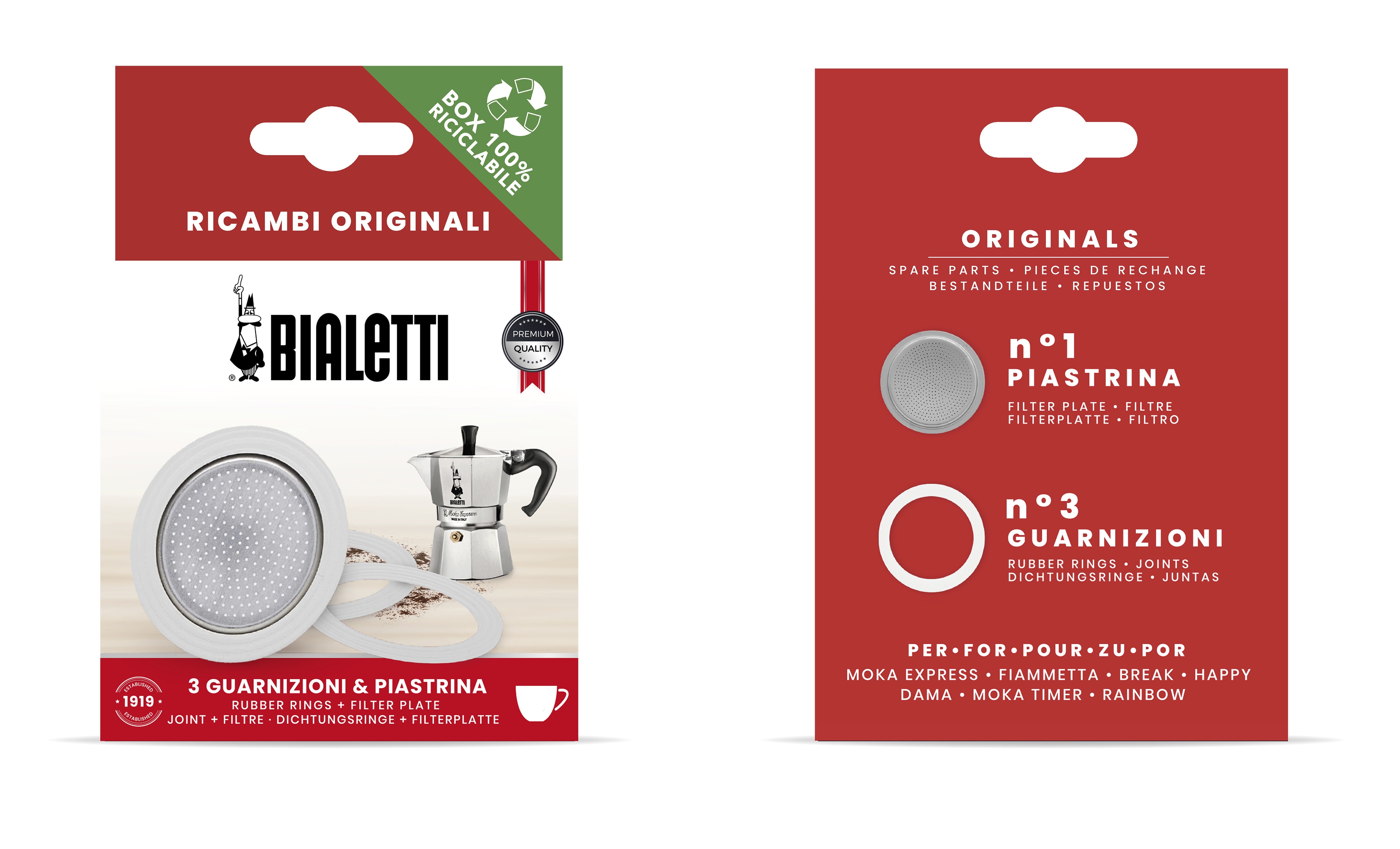 Bialetti Kaffeefilter – Dichtungsringe & Filterplatte, Ø 6,5 cm – für Moka Express, Fiammetta, Break
