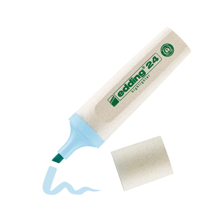 Edding 24 EcoLine Textmarker Pastellblau – Keilspitze, 2–5 mm, nachfüllbar, Blauer Engel