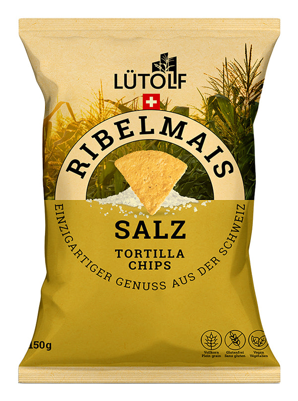 Lütolf Ribelmais Tortilla-Chips – Gesalzen, Glutenfrei – 150 g