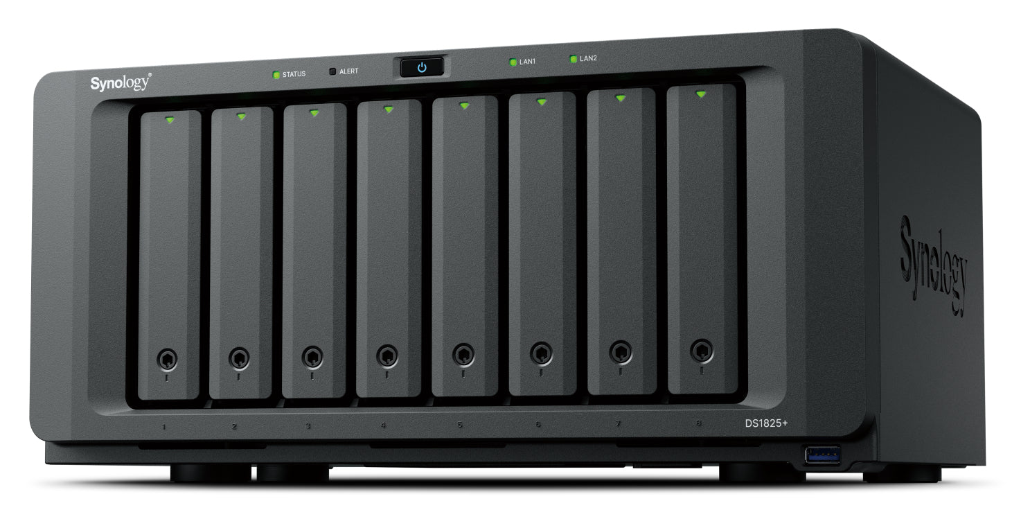 Synology DS1825+ – 8-Bay Tower NAS – AMD Ryzen V1500B, 8 GB RAM, 2,5GbE