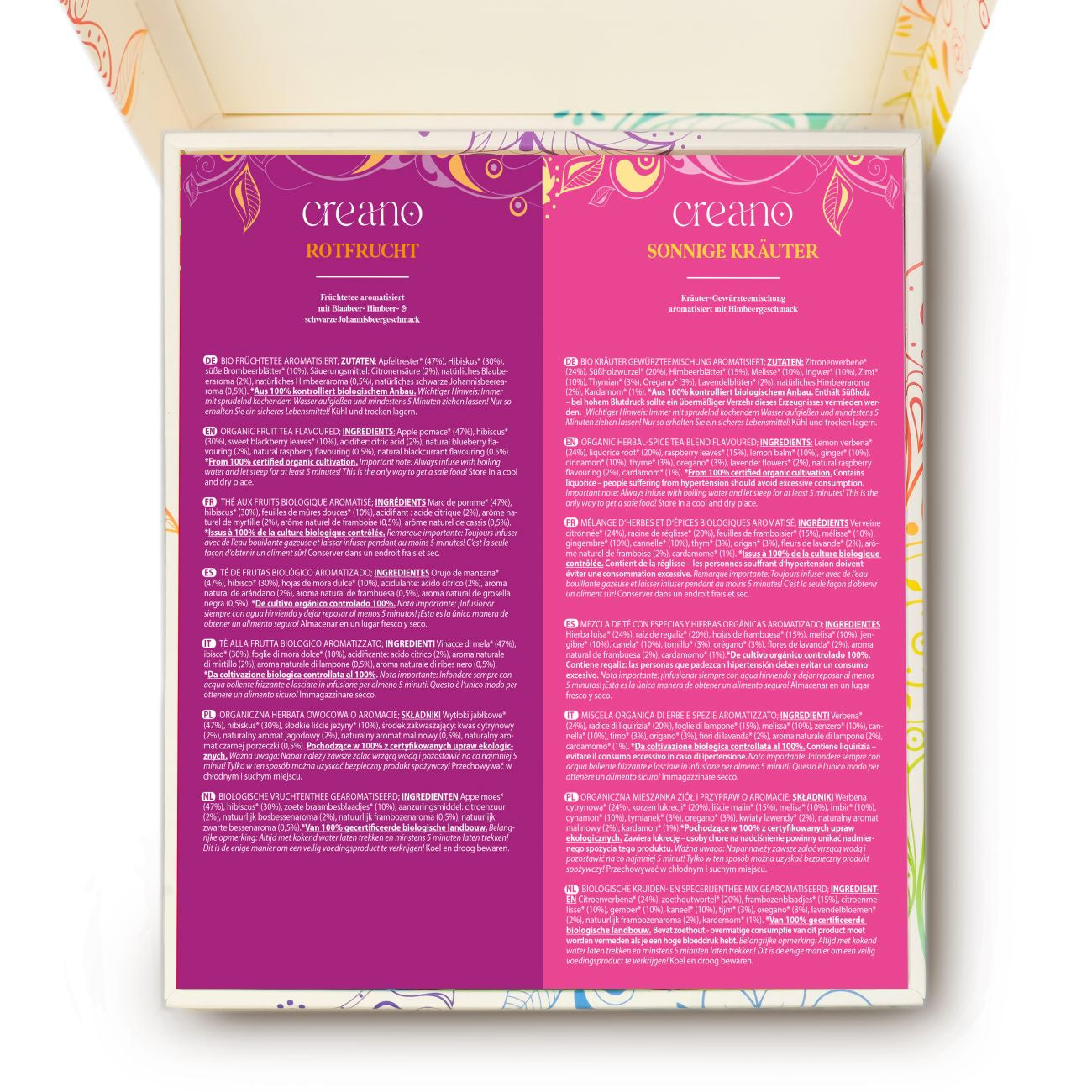 Creano Geschenkset Kräutertee – 27 Beutel – Bio