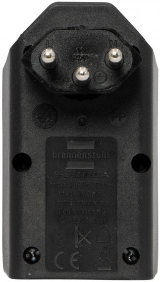 Brennenstuhl 2-fach drehbarer Abzweigstecker 300° – T12 zu T13, 230 V, 10 A – Schwarz