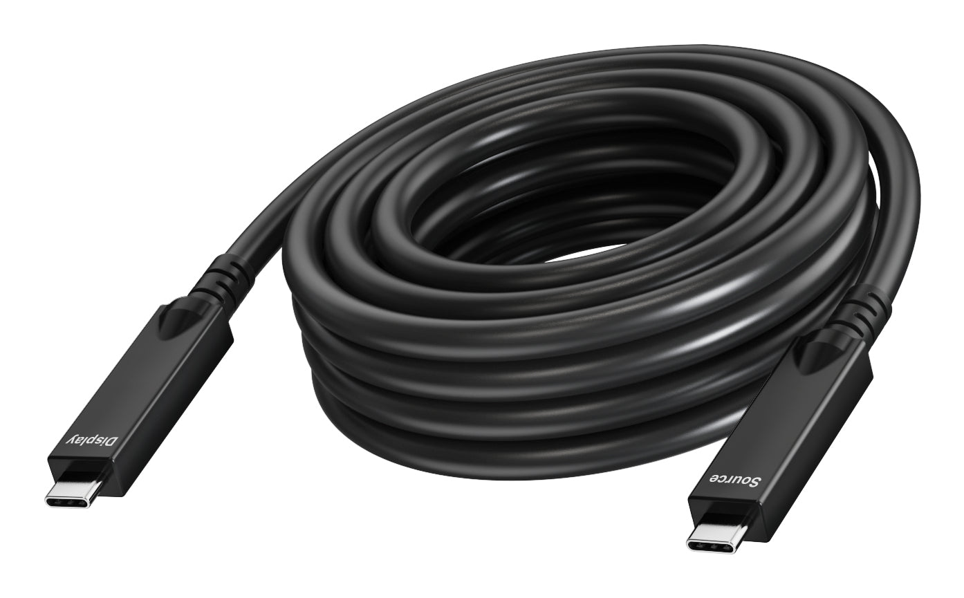 Vision USB-Kabel USB-C auf USB-C – USB 3.2 Gen 2 (10 Gbit/s) – 10 m – 4K/60 – Geflochten – Schwarz