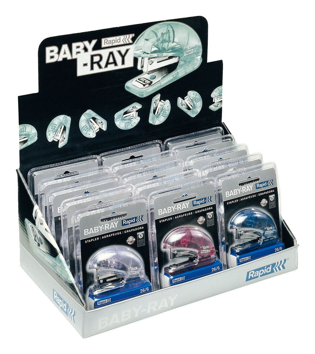 Rapid Baby-Ray F4 – Hefter, 10 Blatt, für 26/6, geschlossene Heftung, integrierter Klammernentferner