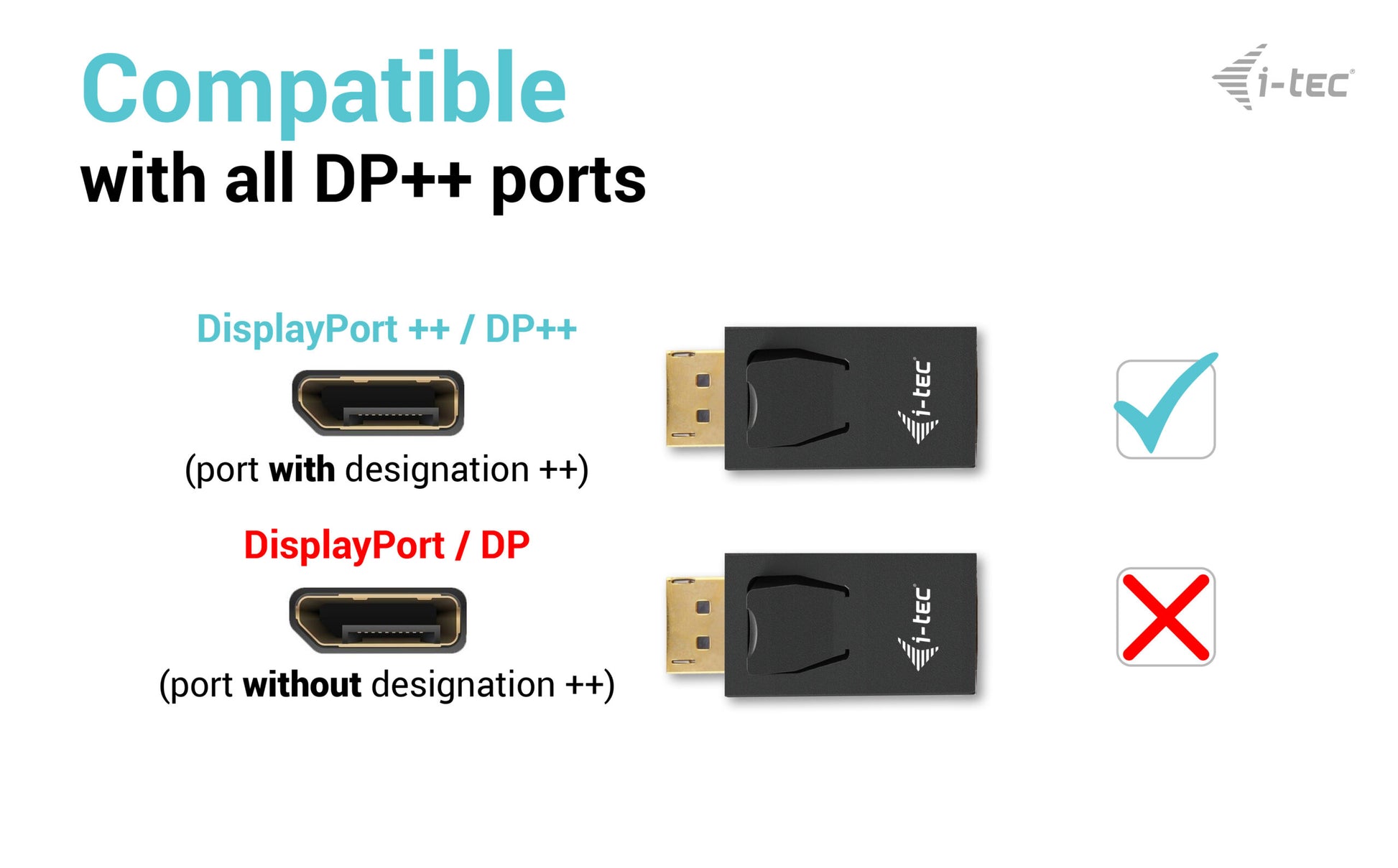 i-tec Adapter DisplayPort zu HDMI – 4K (3840 × 2160) @ 30 Hz, passiv, Plug & Play, Schwarz
