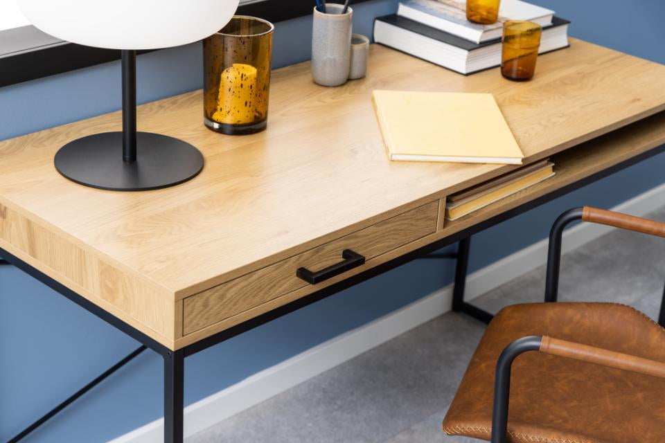 Actona AC Design Seaford – Stehtisch – 140 × 58 × 76 cm – schwarz/eiche