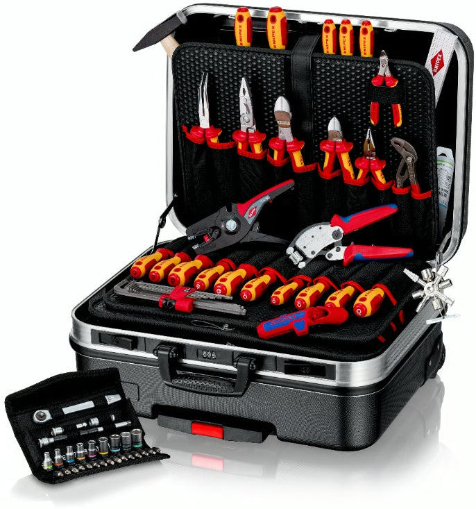 Knipex Werkzeugkasten, 515 × 438 × 265 mm, Aluminium, grau, Handgriff, Bügelverschluss