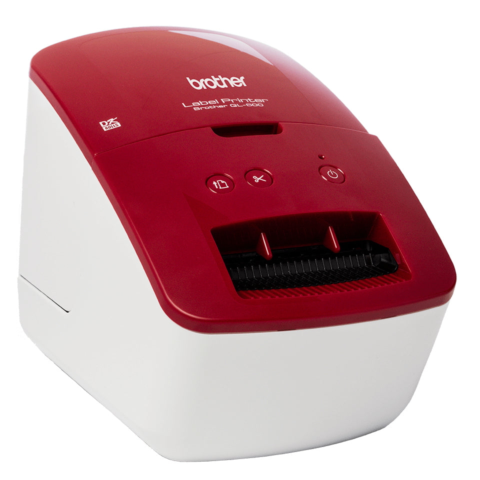 Brother QL-600R – Etikettendrucker, Thermodirekt, USB, 300 × 600 dpi, 71 mm/s, für DK-Rollen bis 62 mm