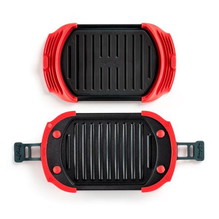 Lékué Mikrowellen-Grill, 14,8 × 25,2 × 5,4 cm, Silikon, mit abnehmbarem Deckel, Rot/Schwarz