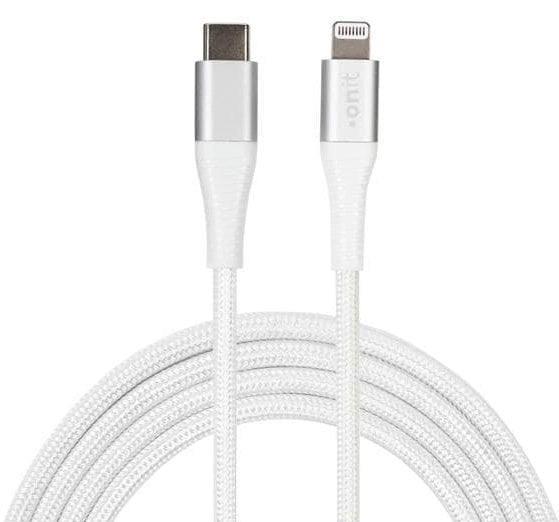 ONIT USB-Kabel – USB-C auf Lightning – USB 2.0 (480 Mbit/s) – 0,1 m – PD 30 W – Geflochten – Weiss