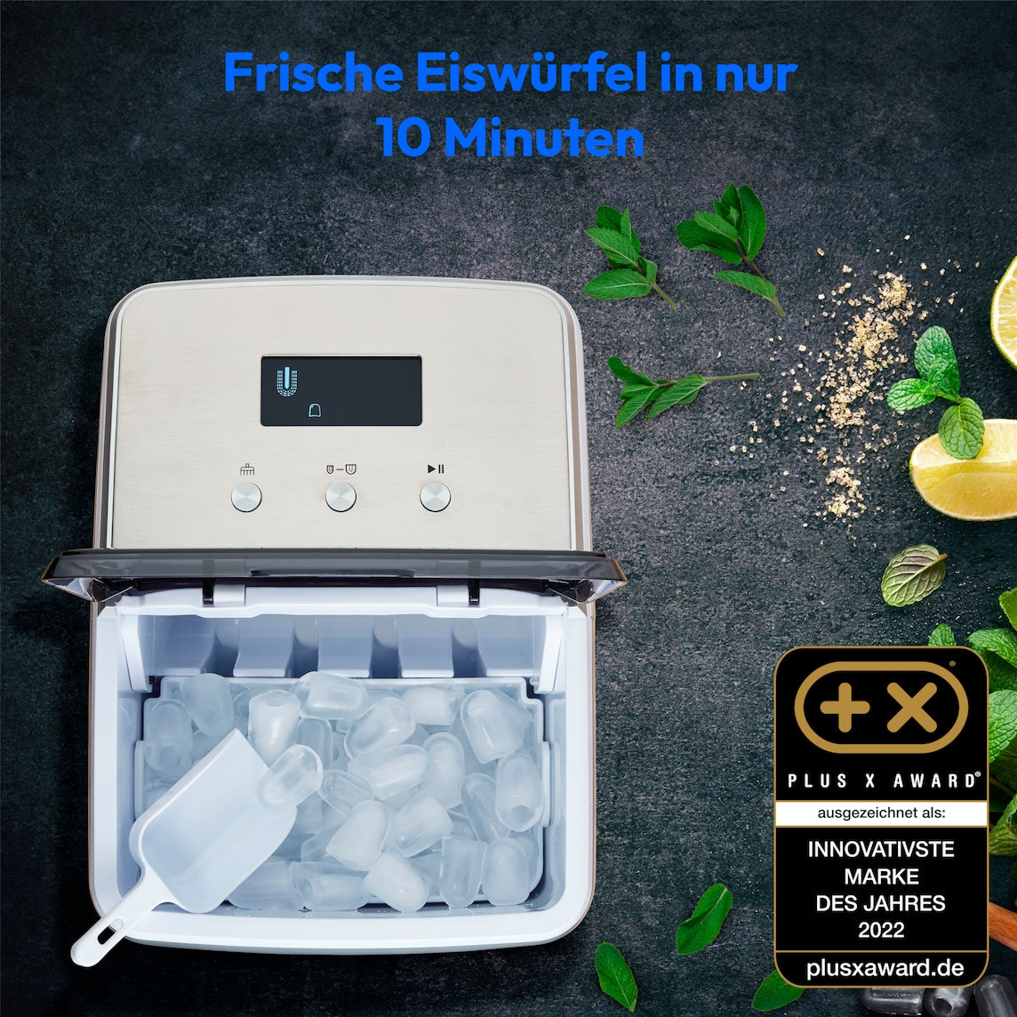 MEDION Eiswürfelmaschine MD 11950 – 15 kg/24 h, 2,6 l, grau/edelstahl