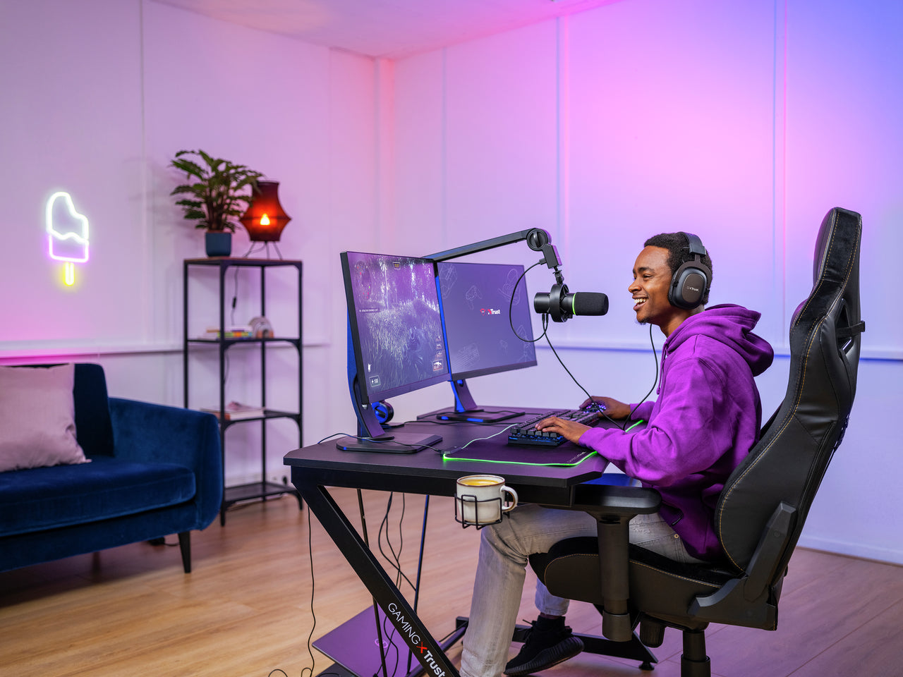 Trust GXT 255+ Onyx – Mikrofon, USB, Niere, Kondensator, Gaming, Schwarz