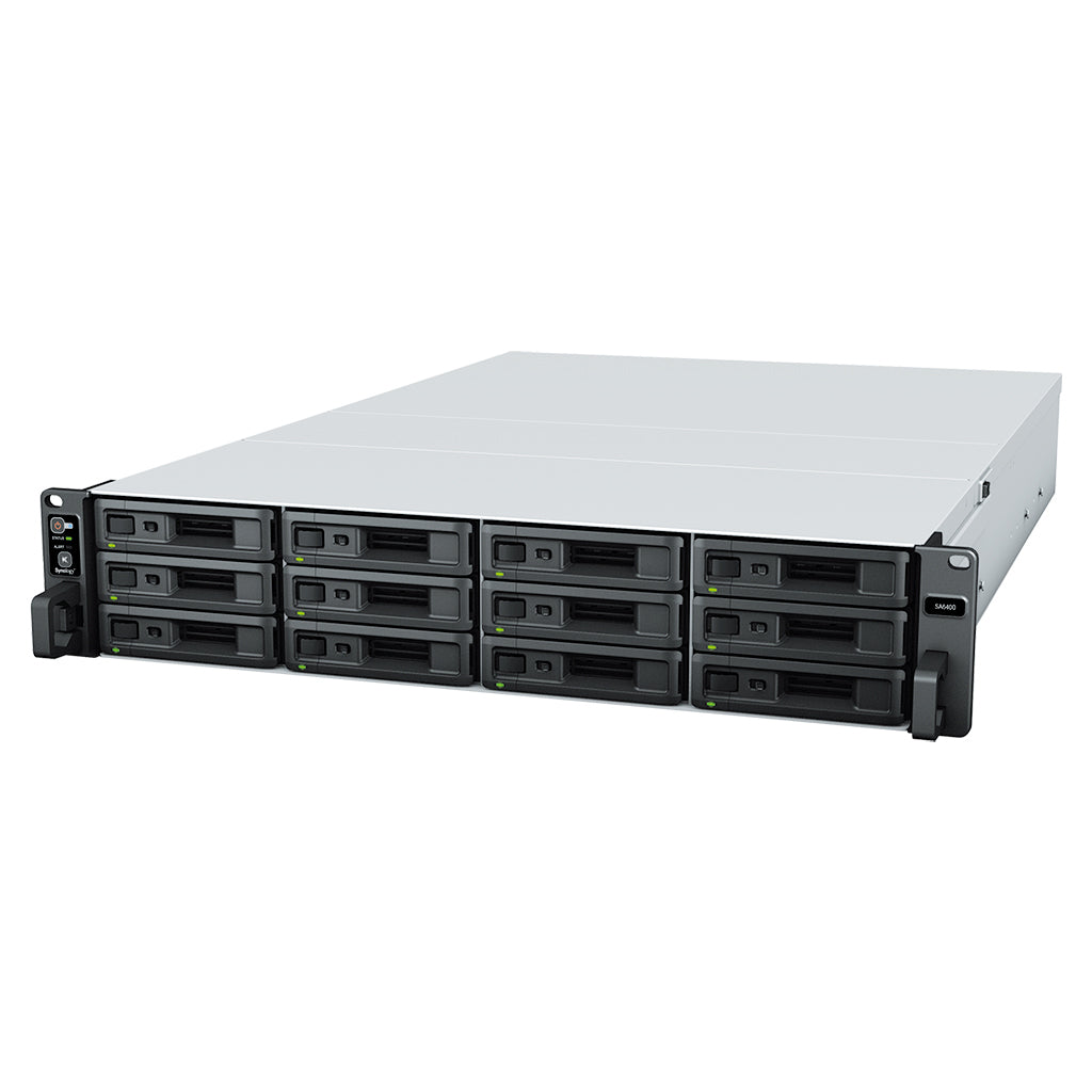 Synology SA6400 – 12-Bay Rack 2U NAS – AMD EPYC 7272, 32 GB RAM, 10GbE, DSM, redundantes Netzteil