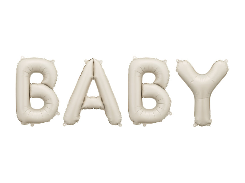 PartyDeco Folienballon Baby – beige – 90 × 35 cm – 1 Stk