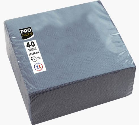 PRONAPPE Servietten grau – 38 × 38 cm, 2-lagig – 40 Stück