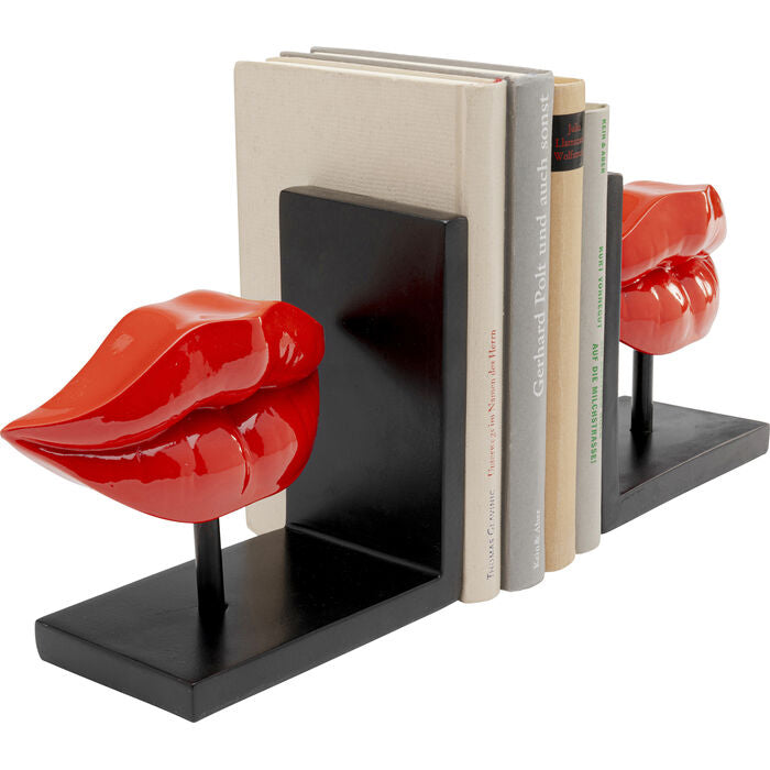 KARE Lips Buchstütze – Polyresin – Rot – 345 × 165 × 90 mm – 2 Stück