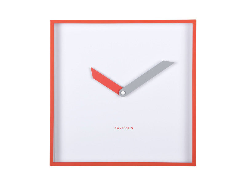 Karlsson Wanduhr – Analog, 28,3 × 28,3 × 4,1 cm, Rot, Kunststoff