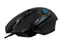 Logitech G G502 HERO – Gaming-Maus – Kabelgebunden (USB‑A), 25600 DPI, RGB-Beleuchtung, rechts, Schwarz