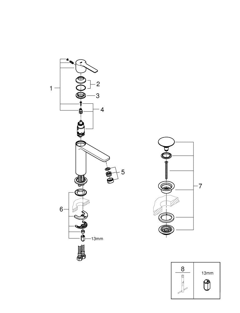 GROHE Lineare Badebatterie – Einhebelmischer (Unterputz), Messing, Schwarz