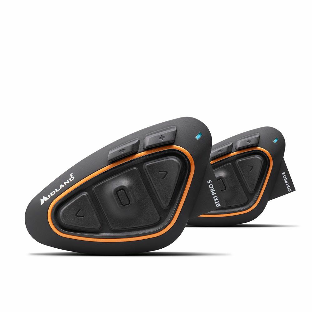 Midland BTX1 Pro S Freisprecheinrichtung – Bluetooth 4.2 – IPX6, für Motorrad – Schwarz/Orange