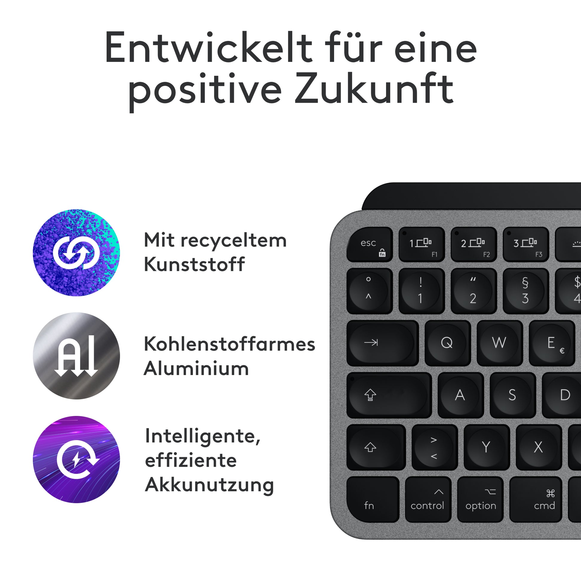 Logitech MX Keys Mini – Tastatur, kabellos (Bluetooth), DE-Layout (DE) – für macOS