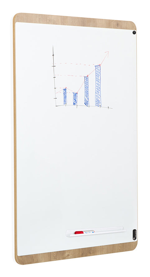 Rocada Whiteboard – 150 × 100 cm, lackierter Stahl, magnetisch, Holzrahmen, Eiche