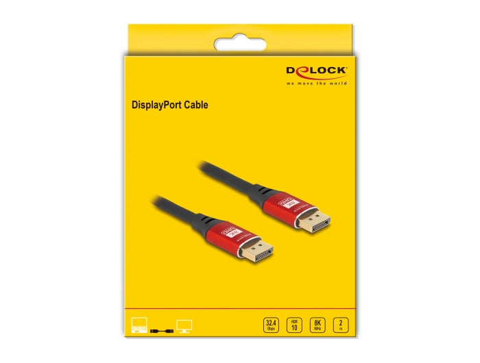 DeLOCK DisplayPort Kabel DP 1.4 8K 60 Hz – 2 m – Rot