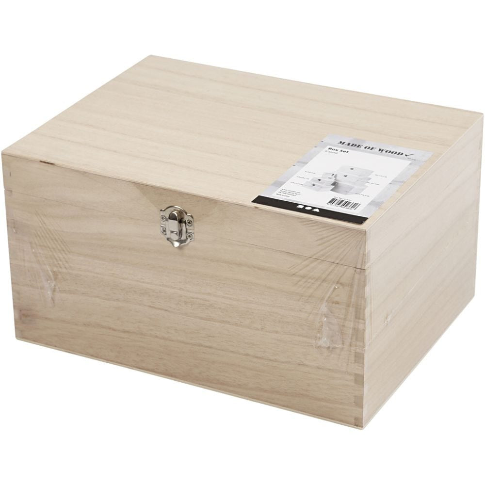 Creativ Company Truhe – Holz – natur – 120 × 158 × 130 mm – verriegelbar – 6 Stück