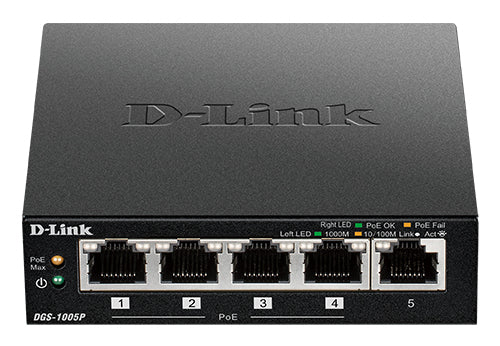 D-Link DGS-1005P – Netzwerk-Switch – 5×GbE, PoE+ 60 W