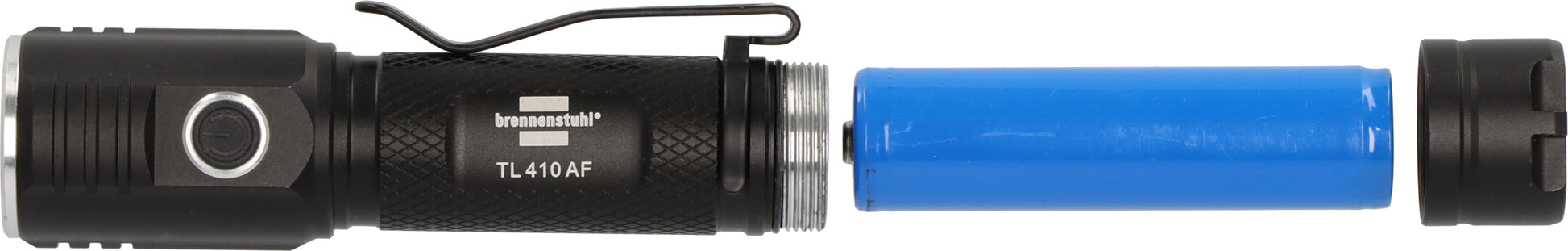 Brennenstuhl Taschenlampe TL 410A – 400 lm, 131 m, IP44, USB-ladebar, 4 Modi (SOS) – Schwarz