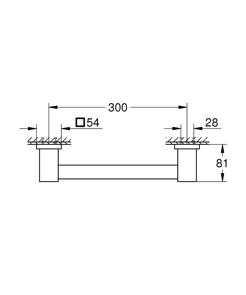 GROHE Wannengriff Start Cube – 35,4×7 cm, Metall, Schwarz matt, zum Schrauben