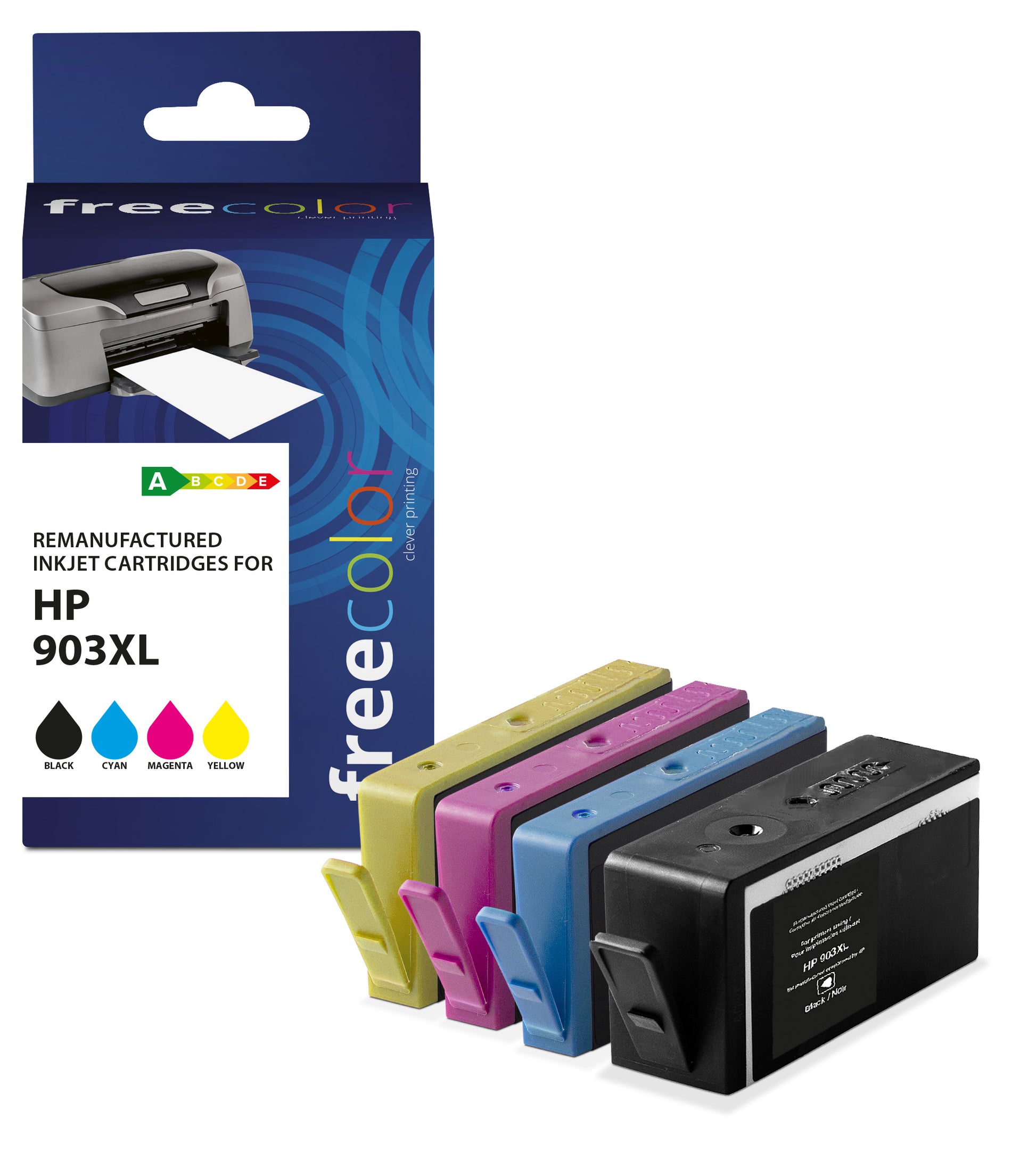 Freecolor Tintenpatronen-Multipack 903, CMYK, 4er-Pack, kompatibel – für HP Officejet 6950, OfficeJet Pro 6970