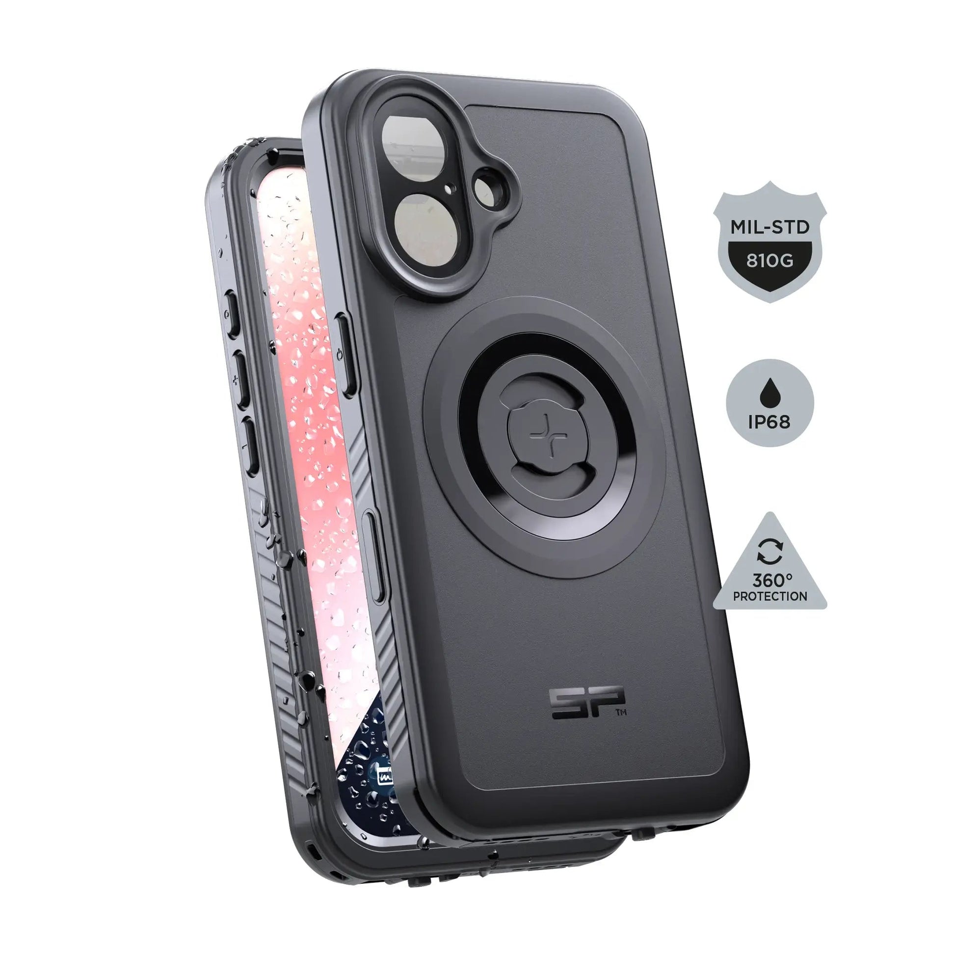 SP Connect Backcover – für Apple iPhone 16 – schwarz – MagSafe-kompatibel, wasserdicht