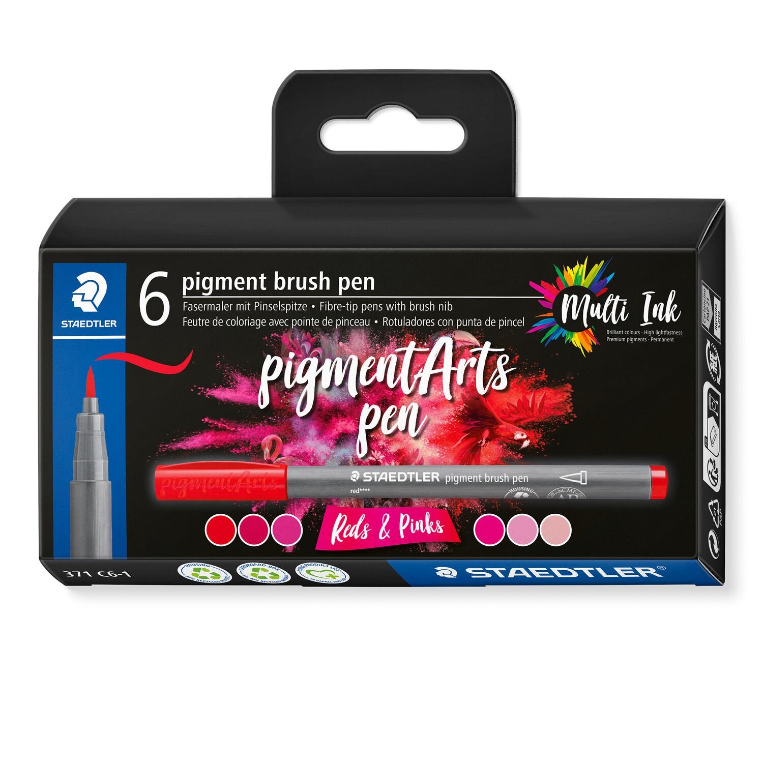Staedtler Pigment Arts Brush Pen – Pinselspitze, wasserfest, 6 Farben