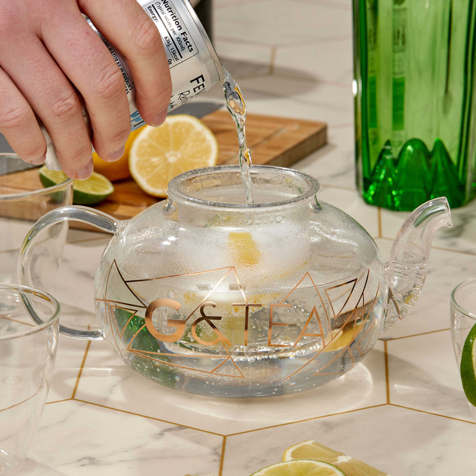 Oak & Steel Teekannenset – 5-teiliges Set, 0,8 l, Glas, Transparent, mit Scharnierdeckel, für Tee, Gin