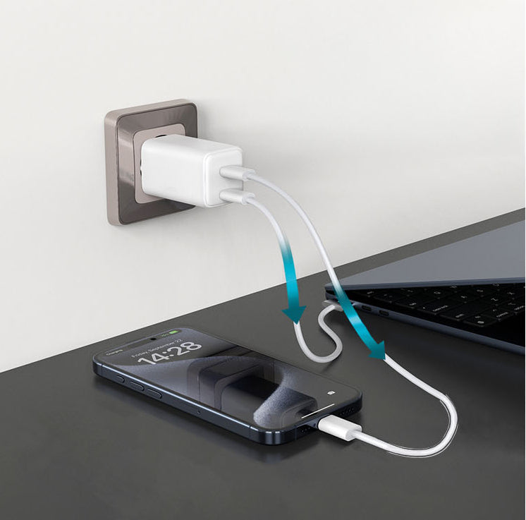 LMP 28320 USB-Ladegerät 65 W – USB-C×2 – PD 3.0, PPS, QC 4+, GaN, EU-Stecker (Typ C) – Weiss