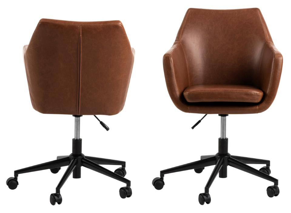 AC Design Nora Bürostuhl – Kunstleder – Braun, gepolsterte Armlehnen