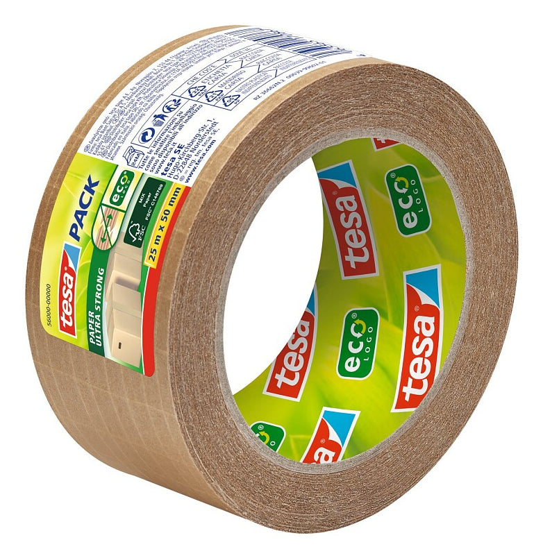 tesa Papier-Verpackungsband – 50 mm × 25 m, braun, stark, eco:plus