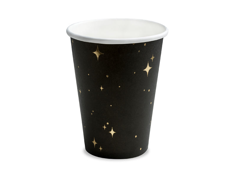 PartyDeco Becher, Papier/Karton – 2,6 dl – schwarz/gold – 6 Stk.