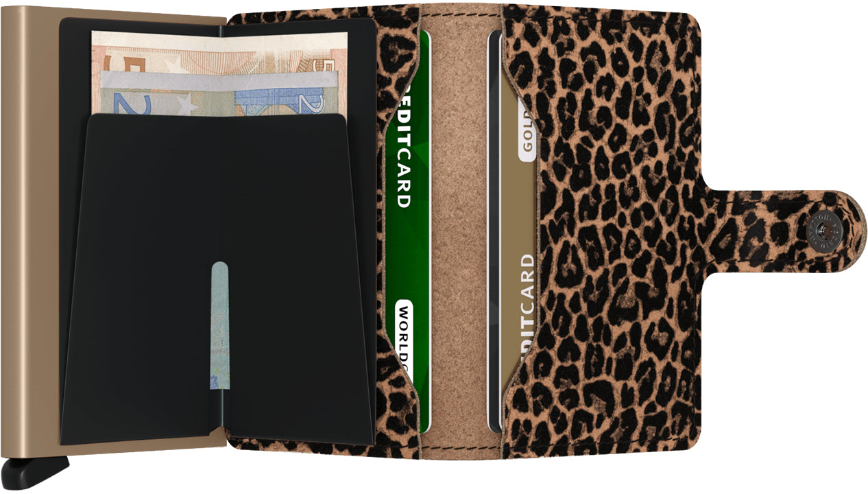 Secrid Miniwallet (Kartenetui) – RFID-Schutz – 65×21×102 mm, 4–6 Karten – Leder – Leo Beige
